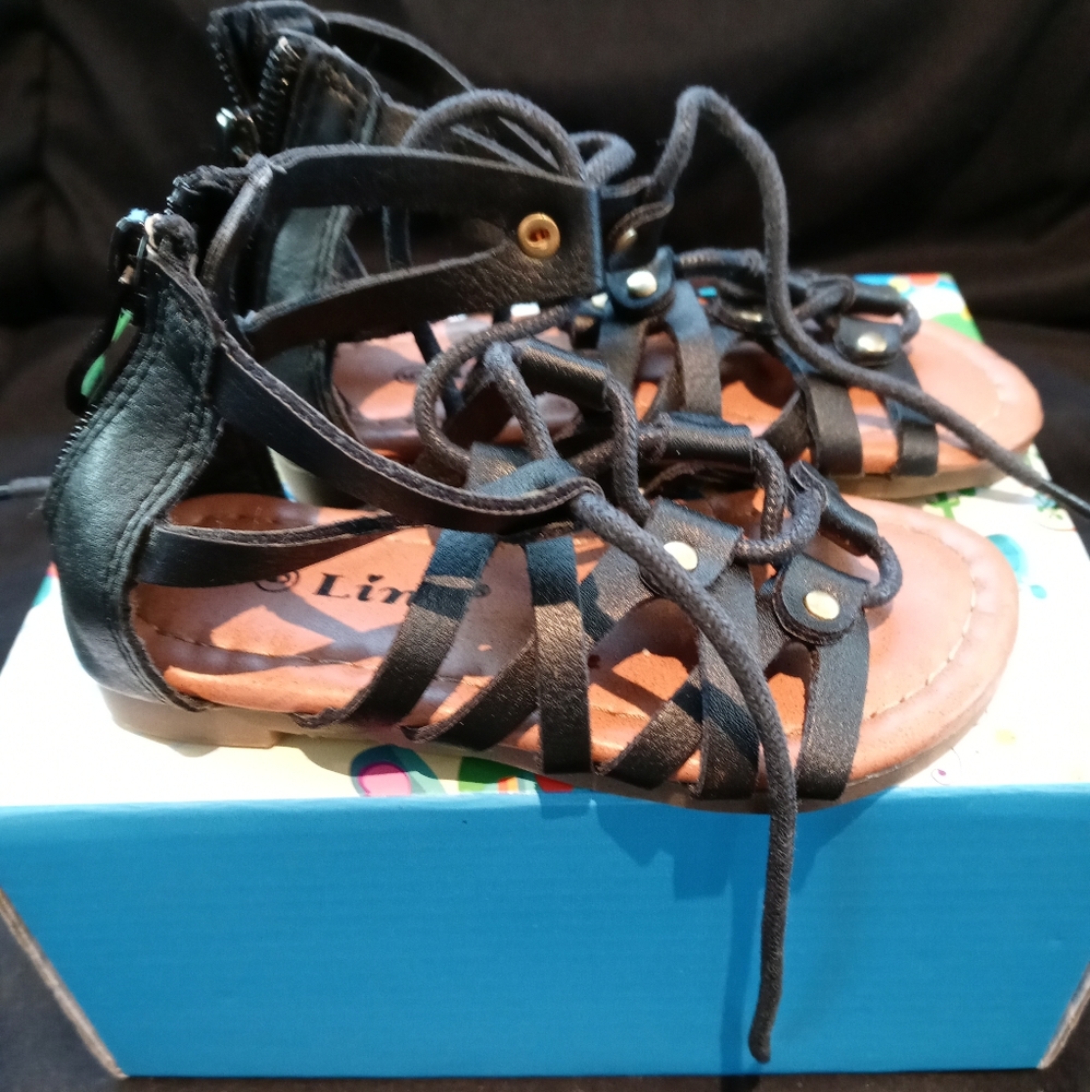 Baby Gladiator Sandals Size 5C Black Brown